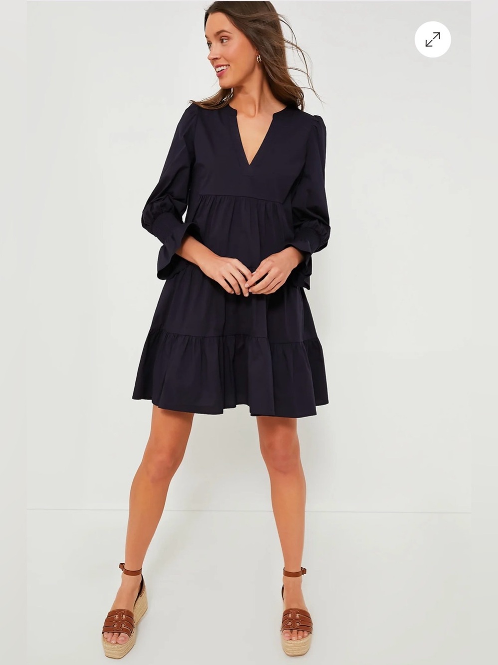 Pomander Place Navy Cotton Poplin Kenzo Dress M